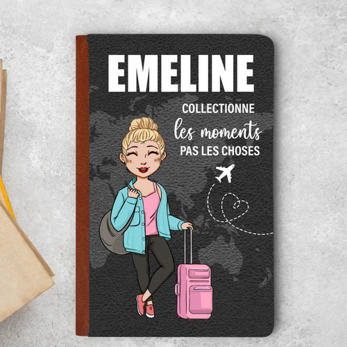 Étui de passeport personnalisé En voyage en cuir PU avec compartiments intérieurs, personnalisable avec nom et – Motiv 2
