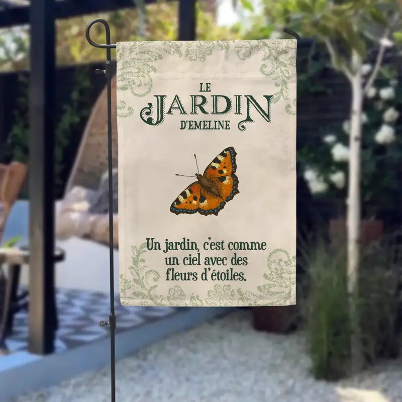 Joie dans le jardin - Drapeau de jardin personnalisé