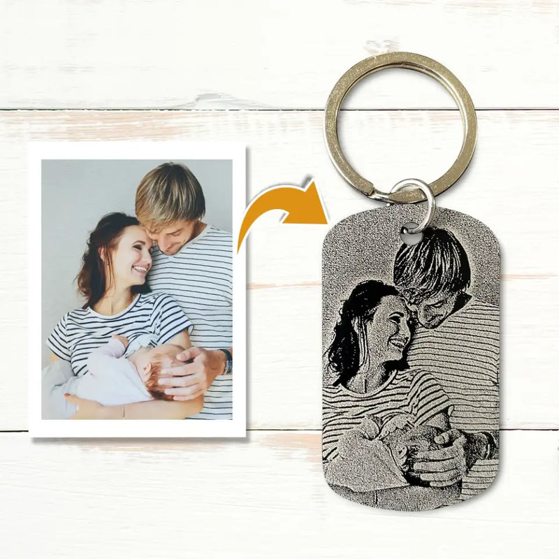 Fête des mères - Parents-Porte-clés (gravé - noir/blanc)