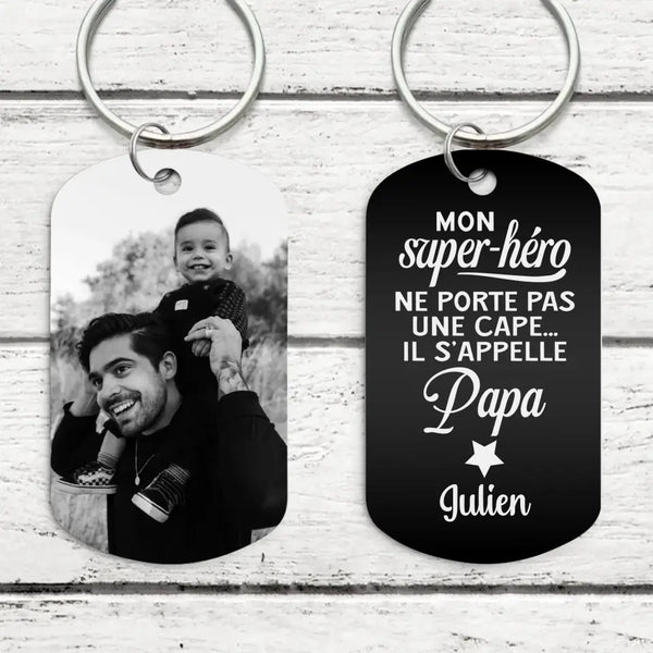 Super-héro - Parents-Porte-clés (gravé - noir/blanc)
