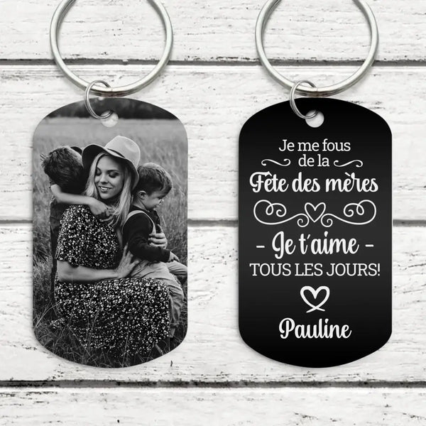 Fête des mères - Parents-Porte-clés (gravé - noir/blanc)
