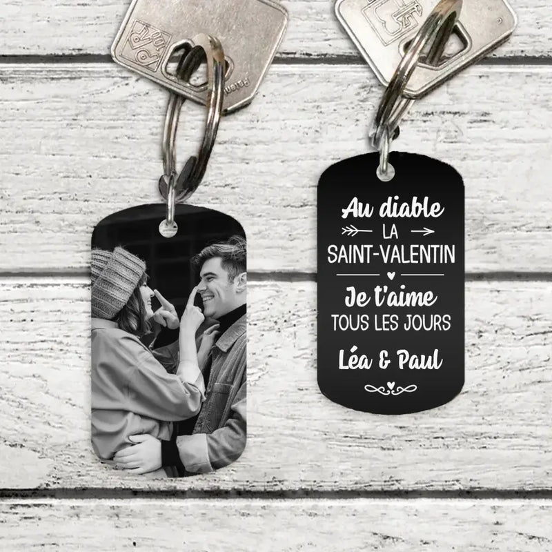 Saint-Valentin - Couple-Porte-clés (Gravure - Noir/Blanc)