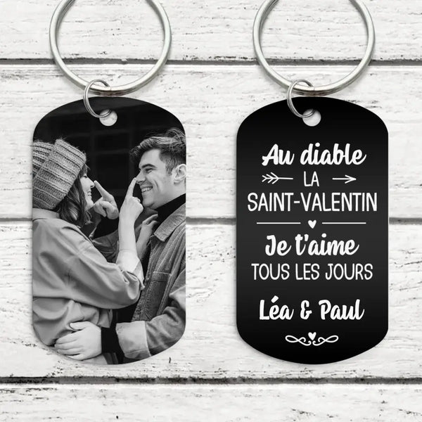 Saint-Valentin - Couple-Porte-clés (Gravure - Noir/Blanc)