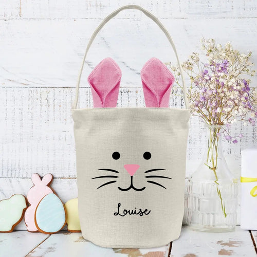 Sac de Pâques en forme de lapin personnalisé avec oreilles colorées et prénom brodé – Motiv 2