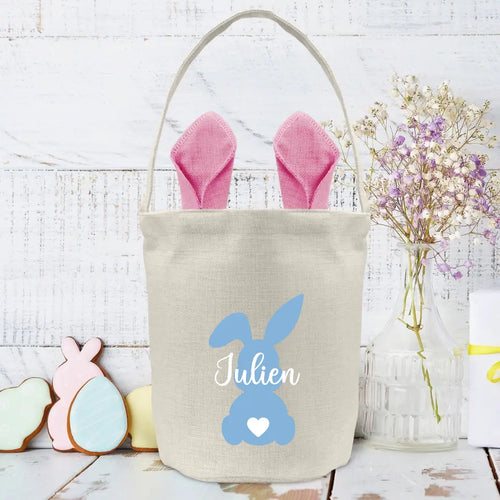 Sac de Pâques personnalisé en forme de lapin coloré avec prénom, cadeau enfant pour Pâques – Motiv 2