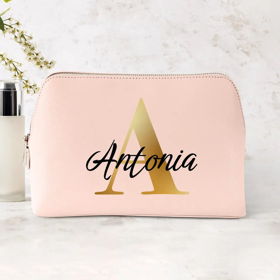 Sac Fourre-Tout en Toile avec Initiale Fleur, Personnalisés Sac Tote bag en Toile Coton Trousse de Maquillage, Idéal pour Mariage Anniversaire Noël, Cadeau pour Femmes Amis Maman Sœurs M