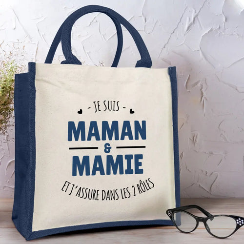 Sac coloré personnalisé Grand-Parents avec impression DTF, poignées de transport solides et design tendance contrasté