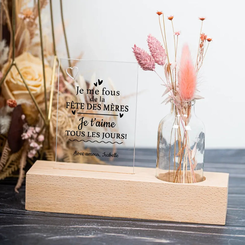 Fête des méres - Vase de fleurs personnalisé pour la fête des mères