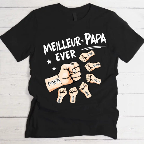 Meilleur papa ever - T-Shirt personnalisé pour papa noir/marine