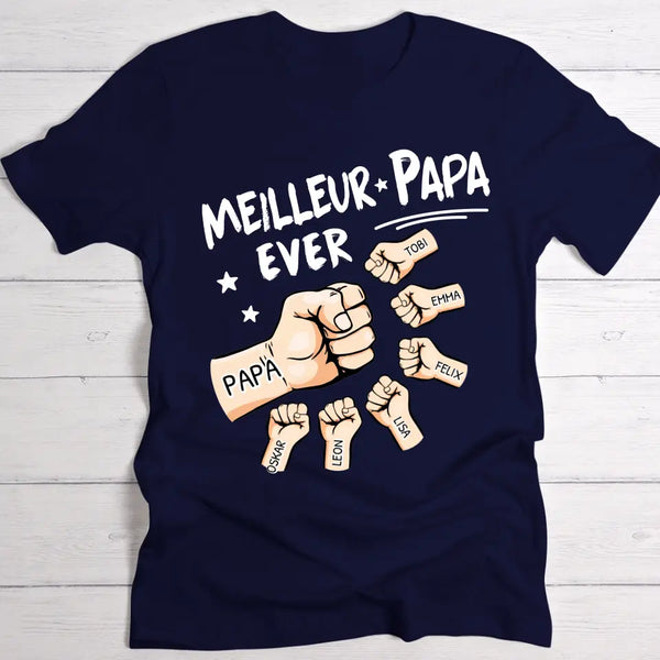 Meilleur papa ever - T-Shirt personnalisé pour papa noir/marine