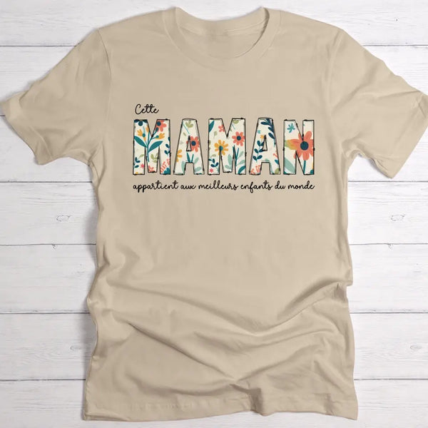 Meilleure maman - T-Shirt à fleurs personnalisable pour maman ou mamie