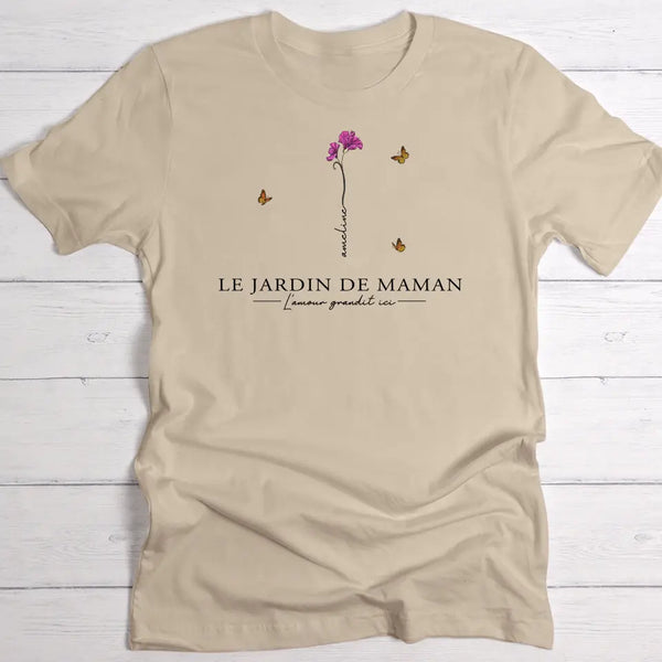 L'amour grandit ici - T-Shirt avec fleurs et prénoms pour maman