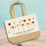 L'amour grandit ici - Sac personnalisé avec fleurs et prénoms pour maman