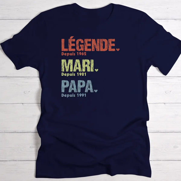 Légende, mari, papa et papy  - T-Shirt personnalisable pour papa