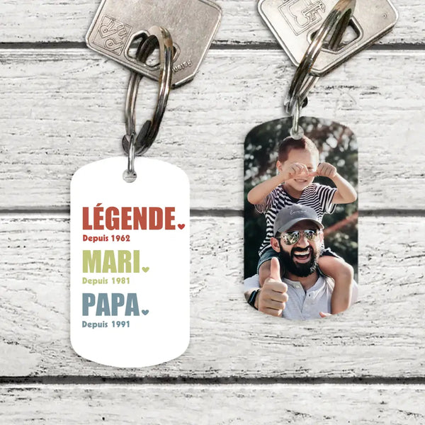 Légende, mari, papa et papy - Porte-clés personnalisé pour papa