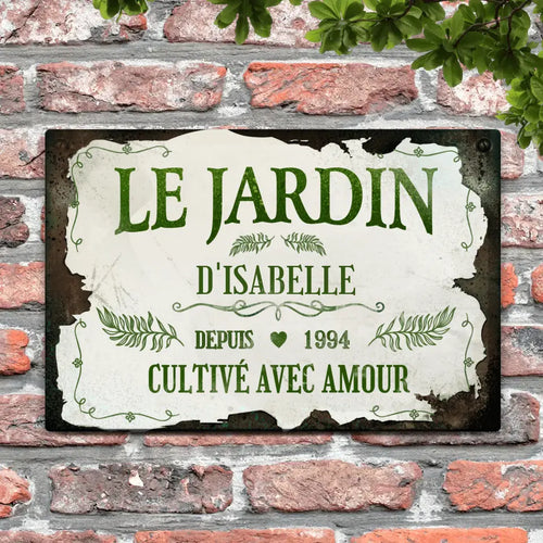 Pancarte de porte personnalisée pour jardiniers, design Cultivé(e) avec amour, Alu-Dibond résistant aux intempéries – Motiv 2