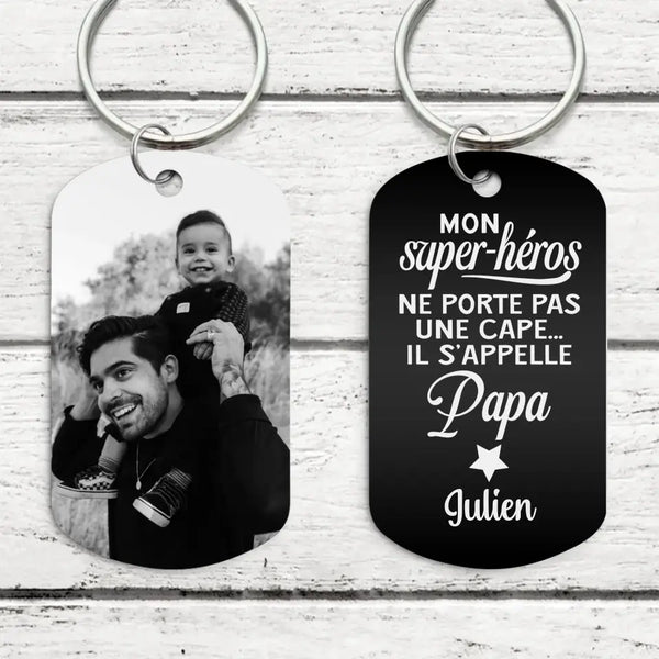 Super-héros - Parents-Porte-clés (gravé - noir/blanc)