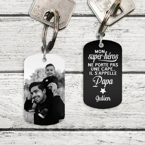 Super-héros - Parents-Porte-clés (gravé - noir/blanc)