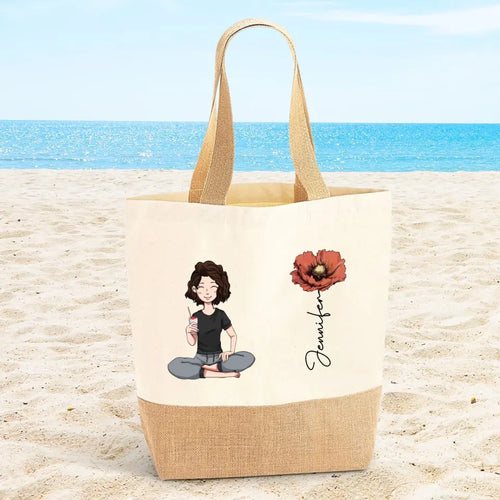 Sac personnalisé avec fleur, poignées de transport solides, design unique customisable – Motiv 2