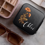 Étui à bijoux personnalisé en cuir PU avec fleur et prénom gravés - cadeau raffiné et élégant – Motiv 8