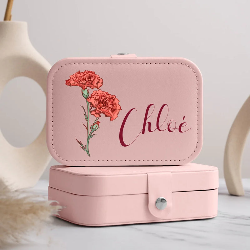 Écrin à bijoux rose en cuir PU avec personnalisation – fabriqué par Love & Faith