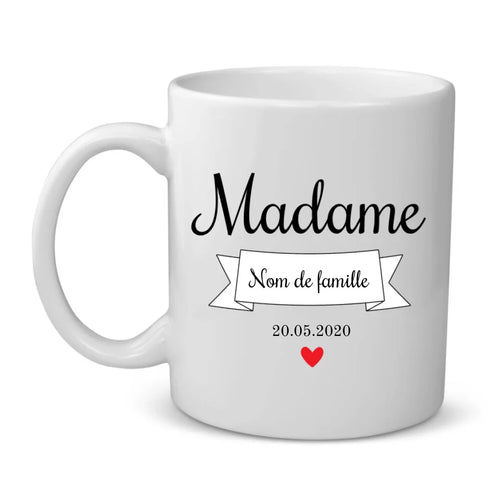 Tasse partenaire personnalisée Madame & Monsieur avec noms gravés, impression sublimation résistante – Motiv 2