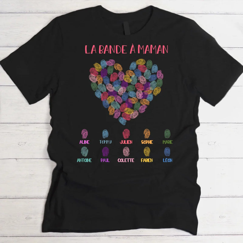 La bande à maman - T-shirt avec cœur et empreintes digitales pour maman