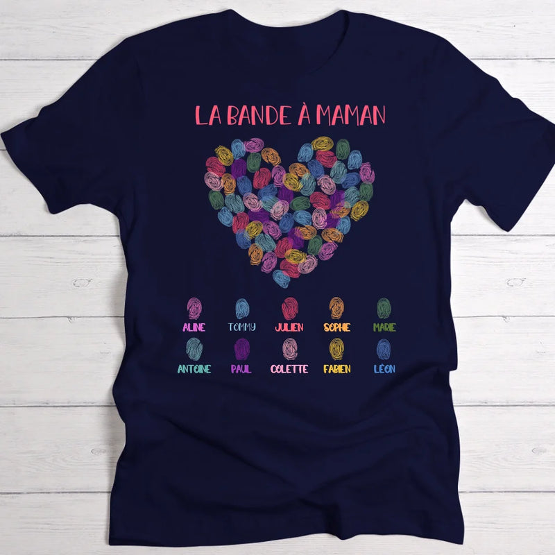 La bande à maman - T-shirt avec cœur et empreintes digitales pour maman