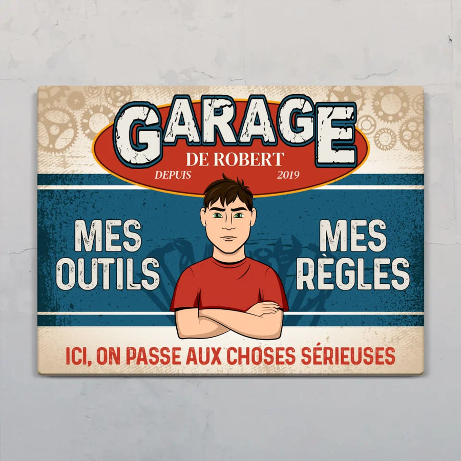Bannière Déco 'Règles De Garage' Humoristique - Art Mural Pour Atelier, Cave à Hommes