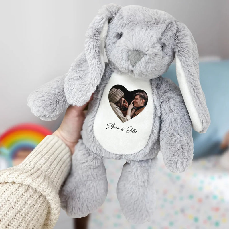 Votre photo - Lapin en peluche avec photo et nom personnalisés pour couples
