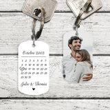 Notre jour - Porte-clés avec photo et date d'anniversaire pour couples