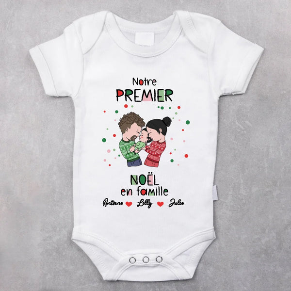 Notre premier Noël - body bébé pour le premier Noël de bébé avec maman et papa