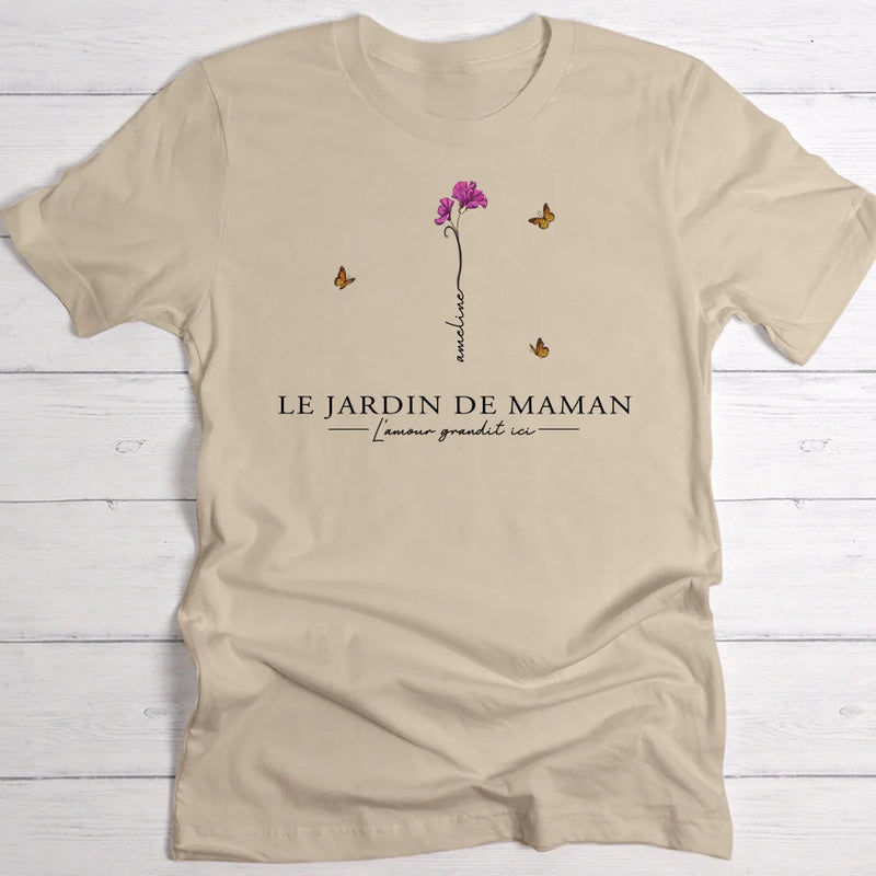 L'amour grandit ici - T-Shirt avec fleurs et prénoms pour maman