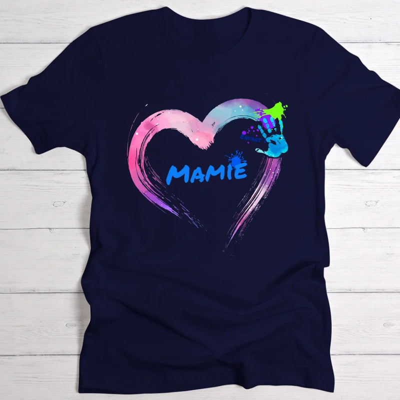 T-shirt bleu marine personnalisable avec ton design – fabriqué par Love & Faith