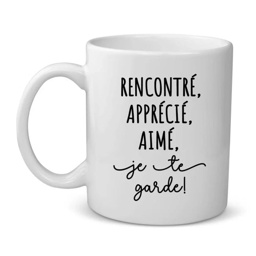 Tasse personnalisée couple Je te garde avec illustration et prénoms gravés – Motiv 2