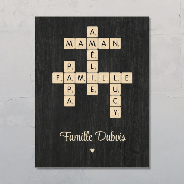 Scrabble - Poster familial personnalisé avec prénoms sur le thème du Scrabble