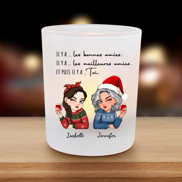 Meilleures amies - Bougie chauffe-plat personnalisée de qualité supérieure pour cadeau de Noël entre amies