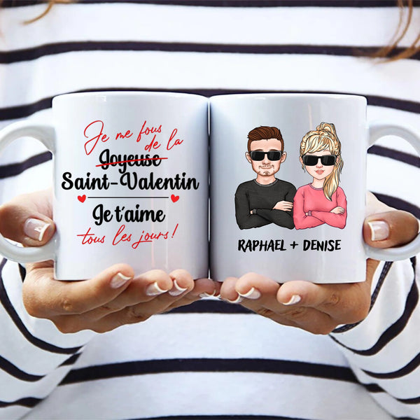 Je t'aime plus fort - Tasse personnalisée pour couples pour la Saint-Valentin