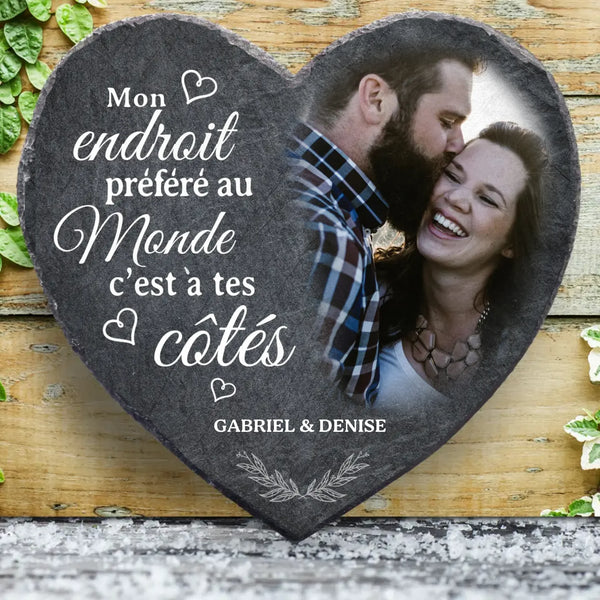 À tes côtés - Cœur en ardoise pour couple