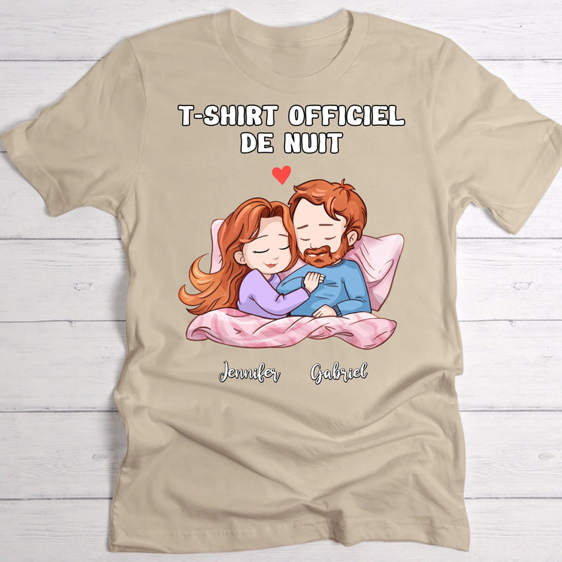 T-shirt officiel de nuit - T-shirt personnalisé pour les couples