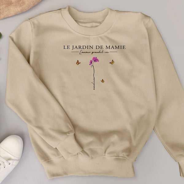 L'amour grandit ici - Sweat personnalisable avec les noms des enfants pour mamie