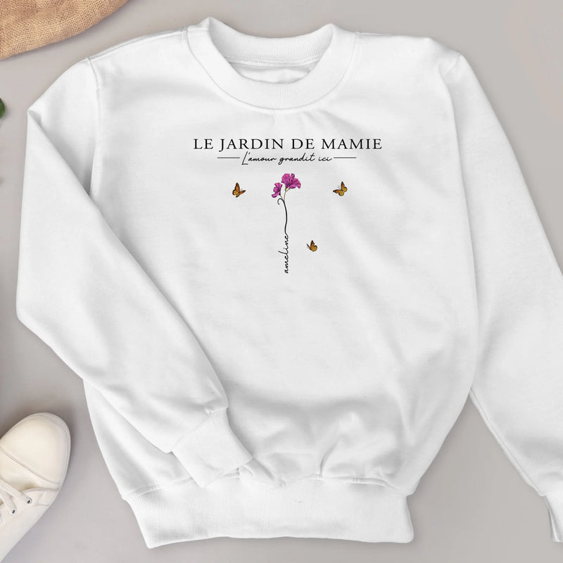 L'amour grandit ici - Sweat personnalisable avec les noms des enfants pour mamie