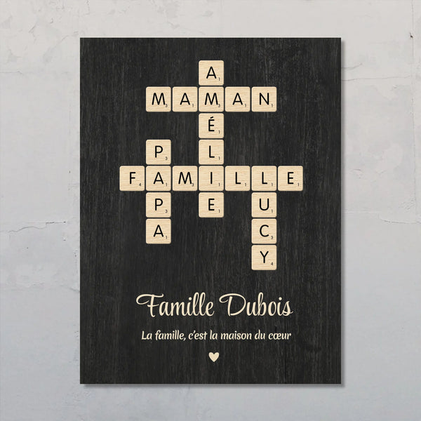 Scrabble - Poster familial personnalisé avec prénoms sur le thème du Scrabble