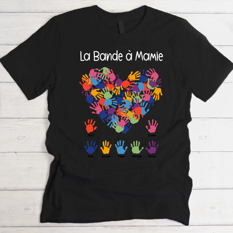 La Bande à Mamie - T-Shirt personnalisé pour Mamie et Maman avec des empreintes de mains