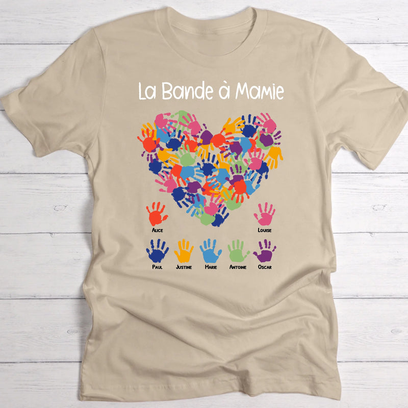 La Bande à Mamie - T-Shirt personnalisé pour Mamie et Maman avec des empreintes de mains