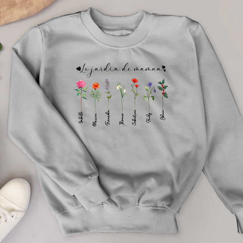 Le jardin de mamie - Sweat personnalisable avec les noms des enfants pour mamie