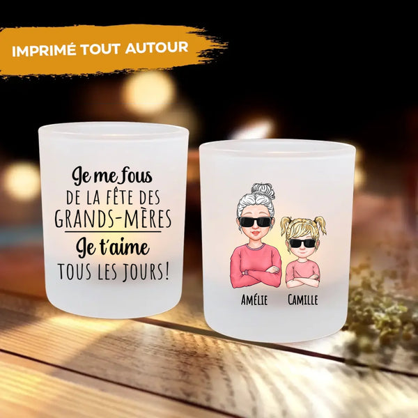 Pour Mamie - Grands-parent-Verre à bougie imprimé