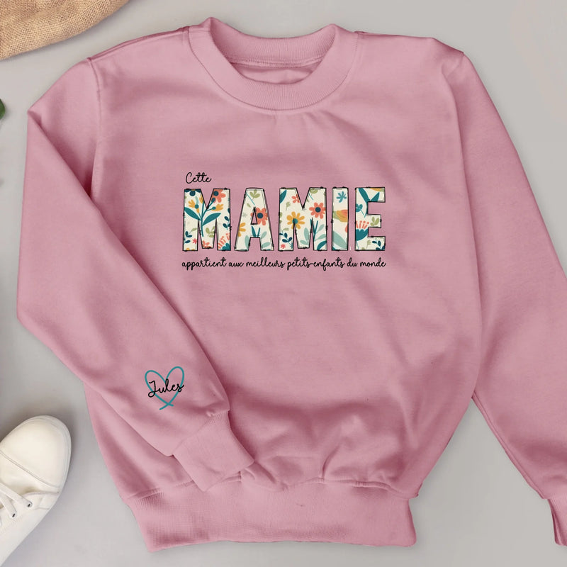 Meilleure maman - Sweat à fleurs personnalisable pour maman ou mamie