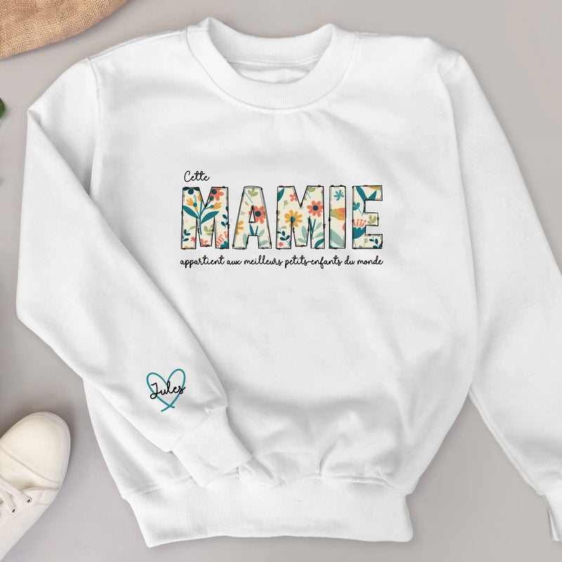 Meilleure maman - Sweat à fleurs personnalisable pour maman ou mamie