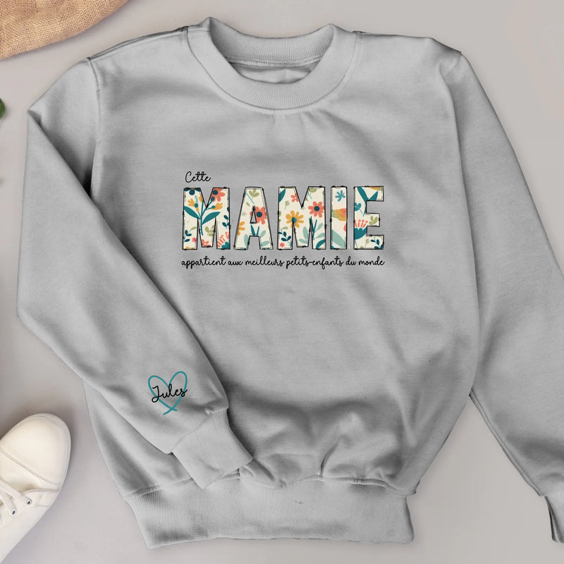 Meilleure maman - Sweat à fleurs personnalisable pour maman ou mamie